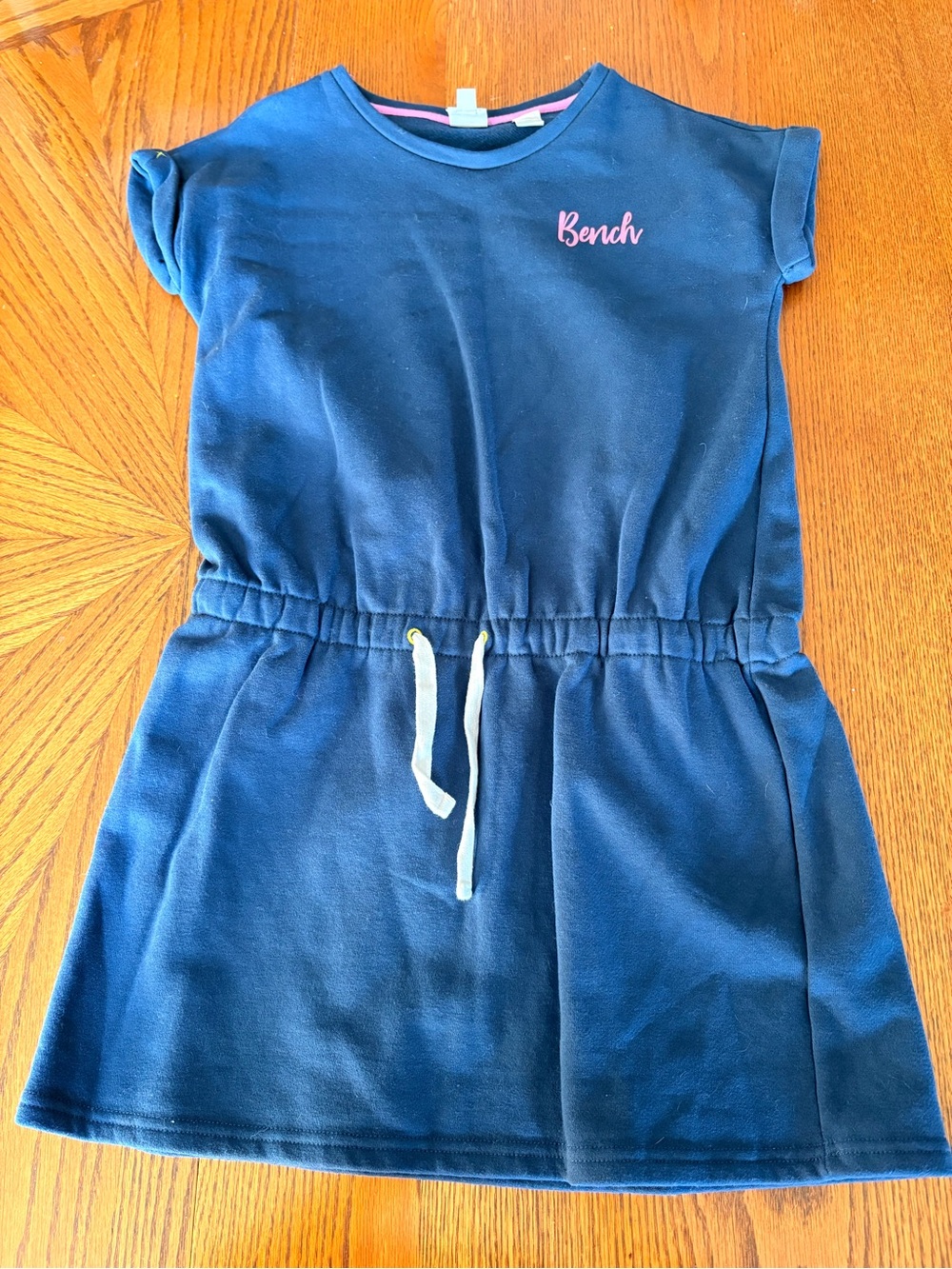 Bench Girls Navy Dress with Pink Logo and White Drawstring